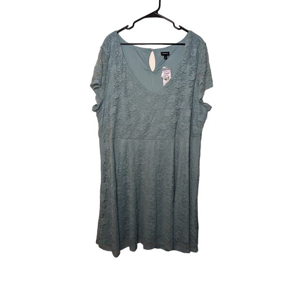 NWT Torrid Turquoise Floral Lace V-neck Skater Dress - Picture 1 of 8